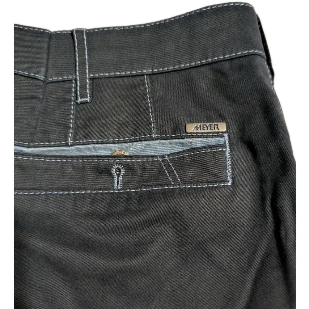 Meyer New York Pants Mens 32x31 Navy Stretch Chinos Contrast Stitch Germany